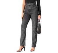JMOJO Mom Jeans - Relax Fit Straight Leg Style Ladies Stretch Pants with Internal Waist Adjuster - High Waisted - Ladies Jeans