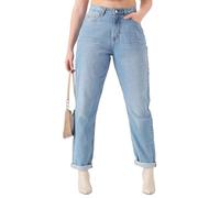 JMOJO Mom Jeans - Relax Fit Straight Leg Style Ladies Stretch Pants with Internal Waist Adjuster - High Waisted - Ladies Jeans