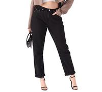 JMOJO Mom Jeans - Relax Fit Straight Leg Style Ladies Stretch Pants with Internal Waist Adjuster - High Waisted - Ladies Jeans