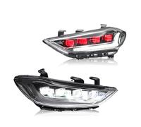 JMOLXURI Car Headlight Assembly For Hyundai For Elantra 2016-2018 Full LED Front Lamps 4 Lens Animation Car Headlights Assembly With Red Demon Eyes(LHD,Red demon eyes)