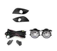 JMOLXURI Front Fog Light Assembly For Focus 2 MK2 2009-2011 Fog Lights LED Headlight Fog Lamp Cover Grille Chrome Bezel Harness Switch Kit Fog Lamps(1 set halogen)