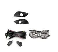 JMOLXURI Front Fog Light Assembly For Focus 2 MK2 2009-2011 Fog Lights LED Headlight Fog Lamp Cover Grille Chrome Bezel Harness Switch Kit Fog Lamps(B 1 set LED)