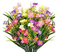 JMOOT Artificial Flowers Outdoor, 6 Bundles Fake Faux Plastic Flowers 6 Colors Decorative Artificial Outdoor Flower for Decoration Garden