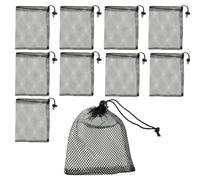 JMOOT Small Mesh Drawstring Bag, 10pcs Black Drawstring Mesh Bags Small Net Storage Bags with Cord Clips Lock for Traveling Gifts Home- 15 * 20 cm