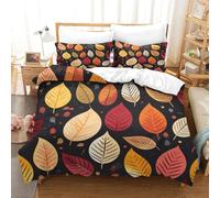 JMORCO Autumn Leaves 3 Pieces Duvet Cover Set 3D Printed Bedding Plant Quilt Duvet Cover with Zipper Closure for Girls Boys,Ultra Soft Hypoallergenic Microfiber Comforter Cover Double（200x200cm）