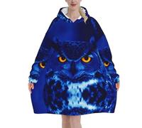 Jmorco Blue Owl Blanket Hoodie Oversized Wearable Hooded Blanket Warm Throw Blanket Sweatshirt For Women Men Teens 280g Flannel