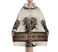 Jmorco Broken Wall Elephant Blanket Hoodie Oversized Wearable Hooded Blanket Warm Throw Blanket Sweatshirt For Women Men Teens 280g Flannel