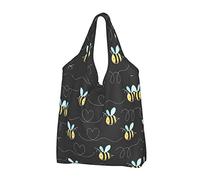 Jmorco Bumble Bees Large Reusable Foldable Ladies Shopping Bag Eco Tote Handbag Fold Away Shopper Bag