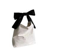 JMORCO Canvas Bag Shoulder Underarm Bag Casual Canvas Simple Clutches Trendy Chic All Match Bow Design Purse and Handbags