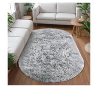JMORCO Carpet Luxury Grey Oval Rug For Living Room Sofa Area Rug Soft Shaggy Bedroom Rug Thick Plush Carpet For Kids Room Bedside Nursery Mats(Light grey2,120x200cm(47x78in))