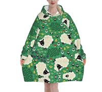 Jmorco Cute Cartoon Sheep Blanket Hoodie Oversized Wearable Hooded Blanket Warm Throw Blanket Sweatshirt For Women Men Teens 320g Flannel