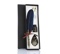 JMORCO Dip Pen 1 Set Retro Calligraphy Feather Dip Pen Quill Fountain Writing Wedding Gifts(Blue)