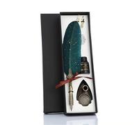 JMORCO Dip Pen 1 Set Retro Calligraphy Feather Dip Pen Quill Fountain Writing Wedding Gifts(Green)