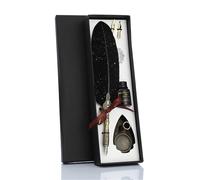 JMORCO Dip Pen Calligraphy Feather Dip Pen With 2 Nib Set Quill Fountain Writing Creative Vintage Stationery Classic Texture Box(Black)