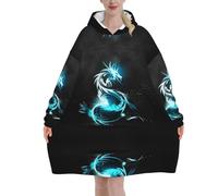 Jmorco Dragon Blanket Hoodie Oversized Wearable Hooded Blanket Warm Throw Blanket Sweatshirt For Women Men Teens 280g Flannel