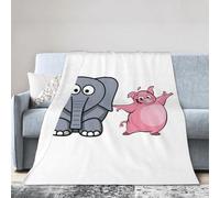 Jmorco Elephant And Piggie Print Throw Blanket, Lightweight Super Soft Fleece Blanket For Couch Bed Living Room 50"X40"