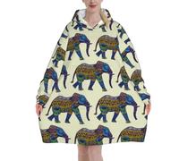 Jmorco Elephant Blanket Hoodie Oversized Wearable Hooded Blanket Warm Throw Blanket Sweatshirt For Women Men Teens 320g Flannel