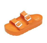 JMORCO Flip Flops Women Womens Flip Flops Adjustable Buckle Women Sandals Thick Sole Open Toe House With Support(Orange B,37(23cm))