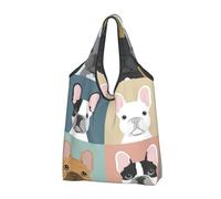 Jmorco French Bulldog Large Reusable Foldable Ladies Shopping Bag Eco Tote Handbag Fold Away Shopper Bag