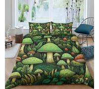 JMORCO Girls King Duvet Cover Set, 3D Printing Mushroom Duvet Cover Sets King, Soft Microfiber Plant Theme Bedding Quilt Cover King with Zipper Closure