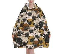 Jmorco Imagen De Pug Blanket Hoodie Oversized Wearable Hooded Blanket Warm Throw Blanket Sweatshirt For Women Men Teens 320g Flannel