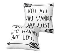 Jmorco Not All Who Wander Are Lost Throw Pillow Cushion Covers, Premium Soft Square Decorative Throw Pillow For Sofa Bedroom Car, Set Of 2 18"X18"