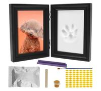 JMORCO Pet Memorial Picture Frames Dog Or Cat Paw Print Kit Easy To Use Safe Pet Impression Solid Wood Picture Frame For Handmade Crafting(Black)