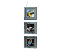 JMORCO Pet Memorial Picture Frames Three Picture Frame Vintage Plastic Poster Showing Pet Photo Square(Green)