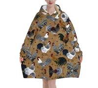 Jmorco Rooster And Chicken Print Blanket Hoodie Oversized Wearable Hooded Blanket Warm Throw Blanket Sweatshirt For Women Men Teens 280g Flannel