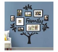 JMORCO Stick On Mirrors For Walls 3D Family Photo Tree Wall Stickers For Living Room DIY Photo Frame Tree Mirror Decal Home Decorative Art Wall Decals(Black,L 147cmx149cm)
