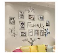 JMORCO Stick On Mirrors For Walls 3D Family Photo Tree Wall Stickers For Living Room DIY Photo Frame Tree Mirror Decal Home Decorative Art Wall Decals(Silver,M 117cmx 119cm)
