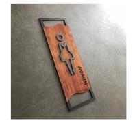 JMORCO Toilet Sign Bedroom Bathroom Door Signs Imitation Wood Toilet Sign House Number Plate Wc Wall Sticker Washroom Signage Address Plaque Plate(WOMEN-02,12x25cm)