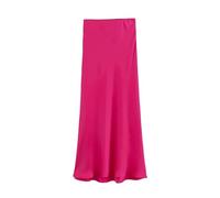 JMORCO Women's Half Slips Women Skirts Solid Satin Silk Texture Tight Skirt Woman Beach Style Chic And Elegant(Rose red,L)