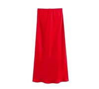 JMORCO Women's Half Slips Women's Clothing Style Long Skirt Waist Satin-Like Silk Sensation Independent Station Skirt(Red,XS)