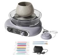 JMOUZHG Electric Pottery Wheel with Pedal, DIY Ceramic Machine Kit, Removable Basin for Studio and Home Use (Grey)