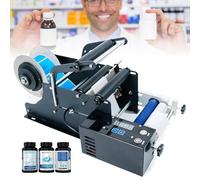 JMOUZHG Semi-Automatic Round Labeling Machine, 30Times/Minute Bottle Labeling Machine, Labeler for Cans, Plastic, Glass and Metal Bottle