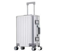 JMOZHCD All-aluminum Suitcase for Men and Women Aluminum Carry-on Trolley Suitcase for Boarding Travel Metal Box (Silver 24)