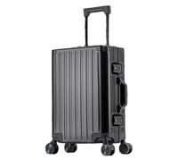 JMOZHCD All-aluminum Suitcase for Men and Women Aluminum Carry-on Trolley Suitcase for Boarding Travel Metal Box (Black 26)