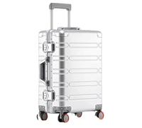 JMOZHCD Aluminum Alloy Rolling Luggage Carry-on Luggage 20 Inch Women Men Metal Business Luggage Travel Case (Sliver 24)