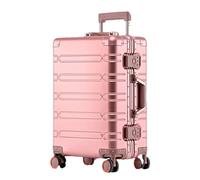 JMOZHCD Aluminum Alloy Rolling Luggage Carry-on Luggage 20 Inch Women Men Metal Business Luggage Travel Case (Rose Gold 24)
