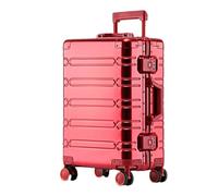 JMOZHCD Aluminum Alloy Rolling Luggage Carry-on Luggage 20 Inch Women Men Metal Business Luggage Travel Case (Red 29)