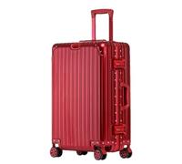 JMOZHCD Aluminum Travel Suitcase Carry-on Luggage Large Family Luggage Storage Box with Universal Wheels (Classic Mirror Red 26)