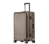 JMOZHCD Aluminum Travel Suitcase Carry-on Luggage Large Family Luggage Storage Box with Universal Wheels (Brown 20)
