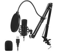 JMOZHCD Condenser Microphone USB Recording Microphone for Voice Chat Recording Conference Computer and PC Video Recording (Black)