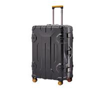 JMOZHCD Fashionable Personalized Suitcase Universal Universal Wheel Aluminum Frame Trolley Case Password Box Travel Suitcase (Black 28)