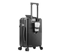 JMOZHCD Large Capacity Luggage Set Suitcase Front Opening Unisex Carry-On Travel Suitcase (Black 22 inch)