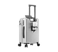JMOZHCD Large Capacity Luggage Set Suitcase Front Opening Unisex Carry-On Travel Suitcase (Silvery 24 inch)