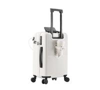 JMOZHCD Large Capacity Luggage Set Suitcase Front Opening Unisex Carry-On Travel Suitcase (White 24 inch)