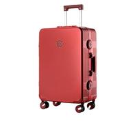 JMOZHCD Large Capacity Suitcase Aluminum Alloy Frame Wheel Rolling Suitcase Travel Suitcase (Red 26)