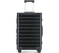 JMOZHCD Lightweight Luxury Hard Shell Suitcase with Wheels Aluminum Magnesium Alloy Trolley Suitcase for Travel (Black)
